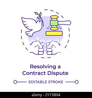Resolving contract dispute multi color concept icon Stock Vector