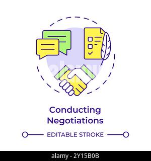 Conducting negotiations multi color concept icon Stock Vector