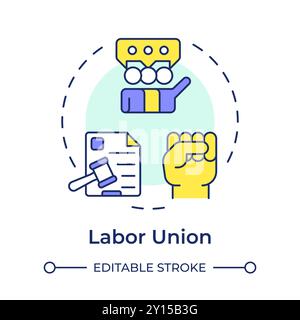 Labor union multi color concept icon Stock Vector