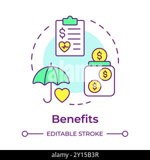 Benefits multi color concept icon Stock Vector