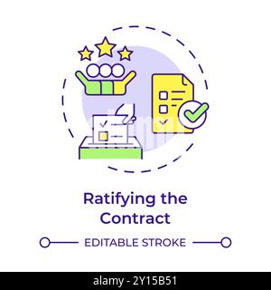 Ratifying the contract multi color concept icon Stock Vector