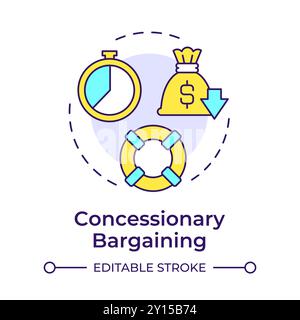 Concessionary bargaining multi color concept icon Stock Vector