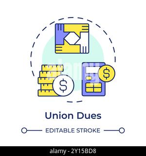 Union dues multi color concept icon Stock Vector