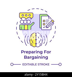 Preparing for bargaining multi color concept icon Stock Vector