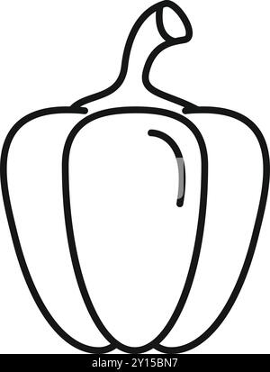 Simple vector line art illustration of a bell pepper with a thick outline Stock Vector