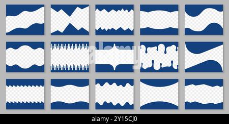 Website Divider Shape Pack. Abstract Design Elements for Top and Bottom of Web Pages. Collection of Waves, Curves, Drop Separator Effects for Posters Stock Vector