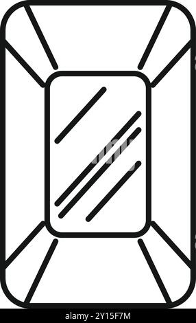 Simple vector icon of a rectangular mirror with rounded corners reflecting light, perfect for interior design and home decor projects Stock Vector