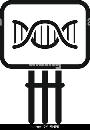 Gmo engineering equipment is working with dna chain icon, outline style Stock Vector