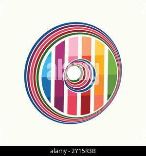 Abstract Colored Circle Line Shape Design Stock Vector