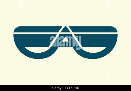 Modern Sunglasses Company Logo Design Idea with letter A Stock Vector
