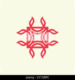 Red Flame Mandala Tribal Logo Design Stock Vector