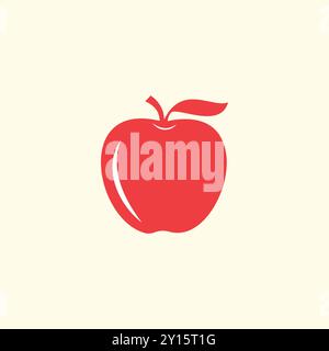 Red Apple Flat Logo Design Stock Vector