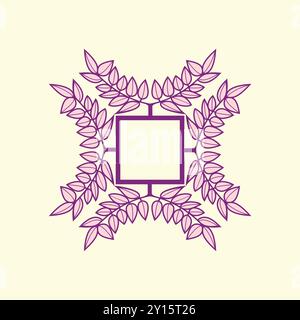 Pink ornate leaves Floral Frame Stock Vector