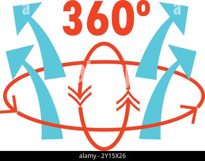 Circular diagram with rotating arrows indicating a full cycle process, emphasizing continuous development Stock Vector