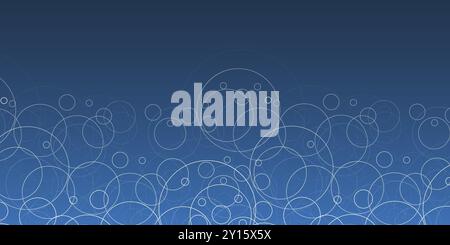 Abstract Blue Minimalist Pattern of Overlapped Various Randomly Placed and Sized Circles - Texture, Generative Art, Wide Scale Vector Background with Stock Vector