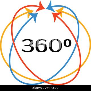 Colorful arrows rotating 360 degrees and symbolizing full coverage, global business or a complete process Stock Vector