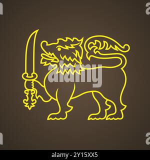 Golden lion - symbol from the flag of Sri Lanka Stock Vector