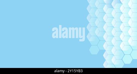 Light Blue Minimalist 3D Translucent Overlapped Cubes Pattern,Modern Style Hexagonal Texture - Editable Abstract Background Design, Wide Scale Vector Stock Vector