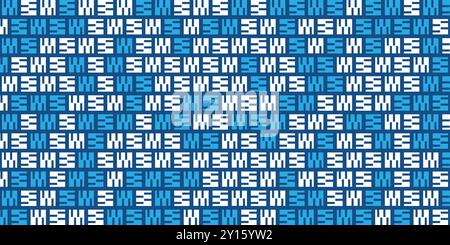 Abstract Geometric Shapes Pattern, Checkered Retro Style Texture on Blue Background, Design Element in Editable Vector Format Stock Vector