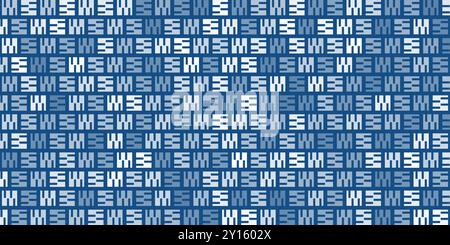 Abstract Geometric Shapes Pattern, Checkered Retro Style Texture on Blue Background, Design Element in Editable Vector Format Stock Vector