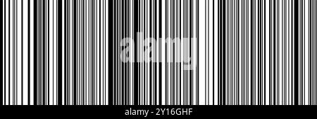 Black and white bar code seamless pattern. Simple vector illustration. 2 bit bg with irregular thin and thick lines Stock Vector