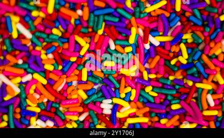 Closeup of Colorful Sprinkles Filling the Frame as Ice Cream Topping Stock Photo