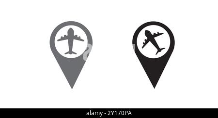 Airport Symbol With Navigation Location Map Pin Icon Vector Stock Vector