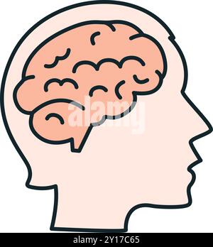 Human head profile showing brain working psychology icon Stock Vector