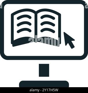 Computer mouse clicking open book online education icon Stock Vector