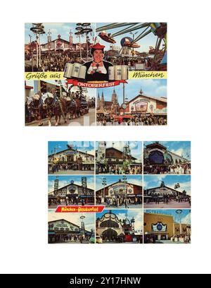 Vintage 1973 Munich Oktoberfest postcards. West Germany Stock Photo