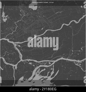 Alblasserwaard Island in the North Sea, belonging to Netherlands, cropped to square on a bilevel elevation map Stock Photo