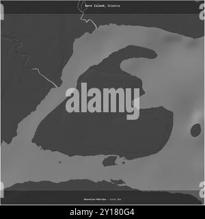 Aore Island in the Coral Sea, belonging to Vanuatu, cropped to square on a bilevel elevation map Stock Photo