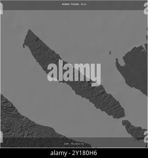 Alabat Island in the Philippine Sea, belonging to Philippines, cropped to square on a bilevel elevation map Stock Photo