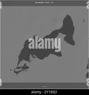 Balambangan Island in the Sulu Sea, belonging to Malaysia, cropped to square on a bilevel elevation map Stock Photo