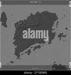 Pulau Banggi in the Sulu Sea, belonging to Malaysia, cropped to square on a bilevel elevation map Stock Photo