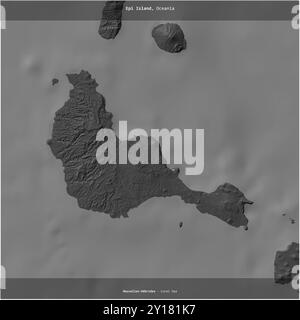 Epi Island in the Coral Sea, belonging to Vanuatu, cropped to square on a bilevel elevation map Stock Photo