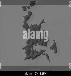 Jar Lann Kyun Island in the Andaman or Burma Sea, belonging to Myanmar, cropped to square on a bilevel elevation map Stock Photo