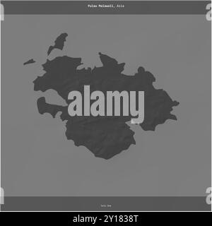 Pulau Malawali in the Sulu Sea, belonging to Malaysia, cropped to square on a bilevel elevation map Stock Photo