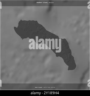 Shadwan Island in the Red Sea, belonging to Egypt, cropped to square on a bilevel elevation map Stock Photo