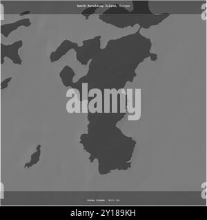 South Ronaldsay Island in the North Sea, belonging to United Kingdom, cropped to square on a bilevel elevation map Stock Photo