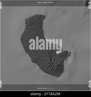 Tanna Island in the Coral Sea, belonging to Vanuatu, cropped to square on a bilevel elevation map Stock Photo