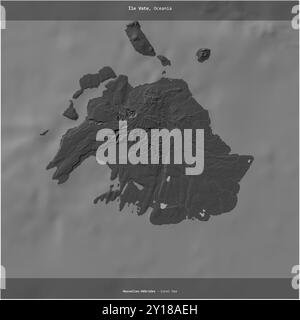 Ile Vate in the Coral Sea, belonging to Vanuatu, cropped to square on a bilevel elevation map Stock Photo