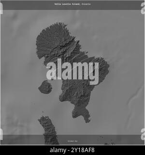 Vella Lavella Island in the Solomon Sea, belonging to Solomon Islands, cropped to square on a bilevel elevation map Stock Photo