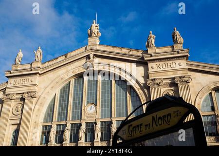 Paris, France. November 14, 2016. Facade of the Gare du Nord train station Stock Photo