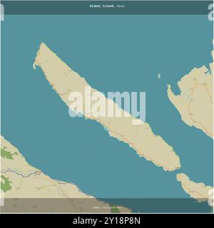 Alabat Island in the Philippine Sea, belonging to Philippines, cropped to square on a topographic, OSM Humanitarian style map Stock Photo