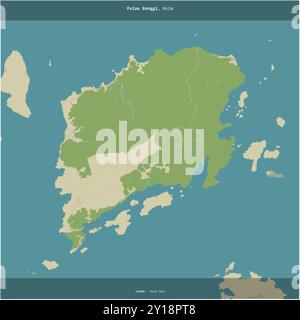 Pulau Banggi in the Sulu Sea, belonging to Malaysia, cropped to square on a topographic, OSM Humanitarian style map Stock Photo