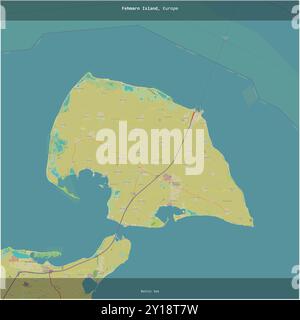 Fehmarn Island in the Baltic Sea, belonging to Germany, cropped to square on a topographic, OSM Humanitarian style map Stock Photo