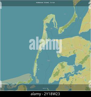 Hiddensee Island in the Baltic Sea, belonging to Germany, cropped to square on a topographic, OSM Humanitarian style map Stock Photo