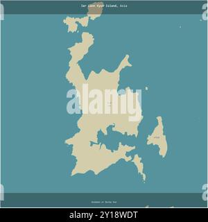 Jar Lann Kyun Island in the Andaman or Burma Sea, belonging to Myanmar, cropped to square on a topographic, OSM Humanitarian style map Stock Photo