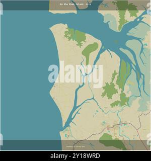 Ko Kho Khao Island in the Andaman or Burma Sea, belonging to Thailand, cropped to square on a topographic, OSM Humanitarian style map Stock Photo